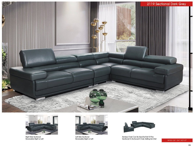 2119 Sectional Dark Grey - Gate FurnitureSectional