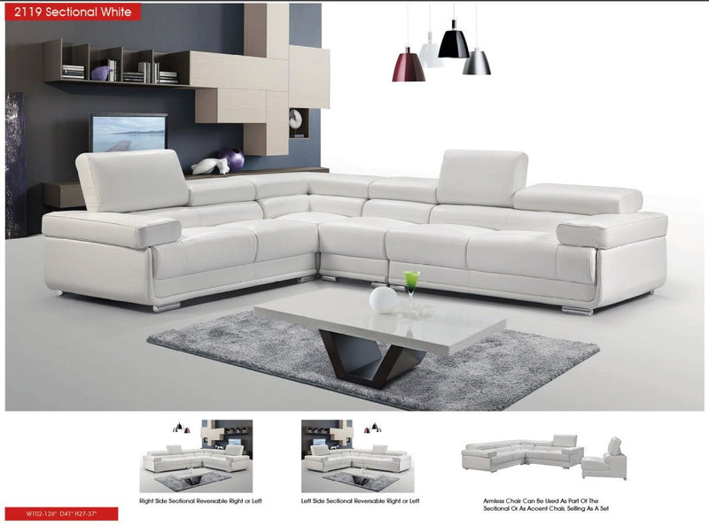 2119 Sectional White - Gate FurnitureSectional