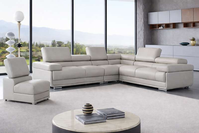2119 Sectional With Extra Chair - Light Grey Set - p14167
