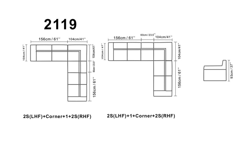 2119 Sectional With Extra Chair - Light Grey Set - p14167