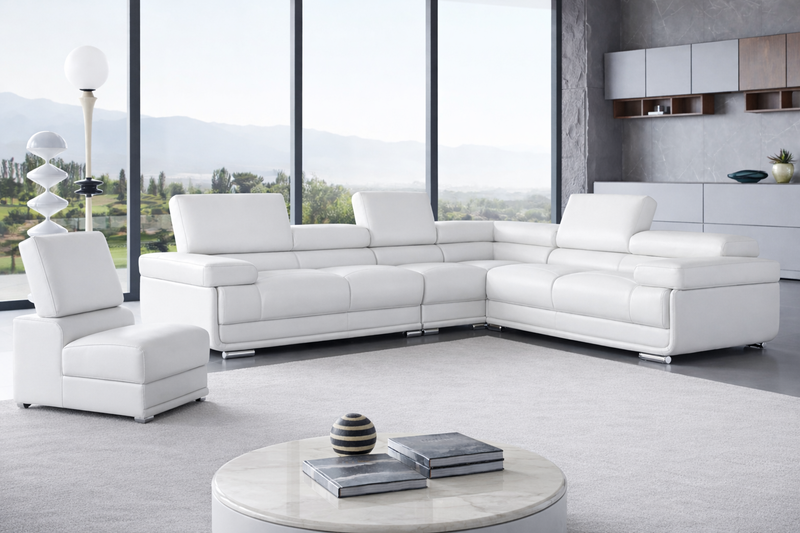 2119 Sectional With Extra Chair - White Set - p14171