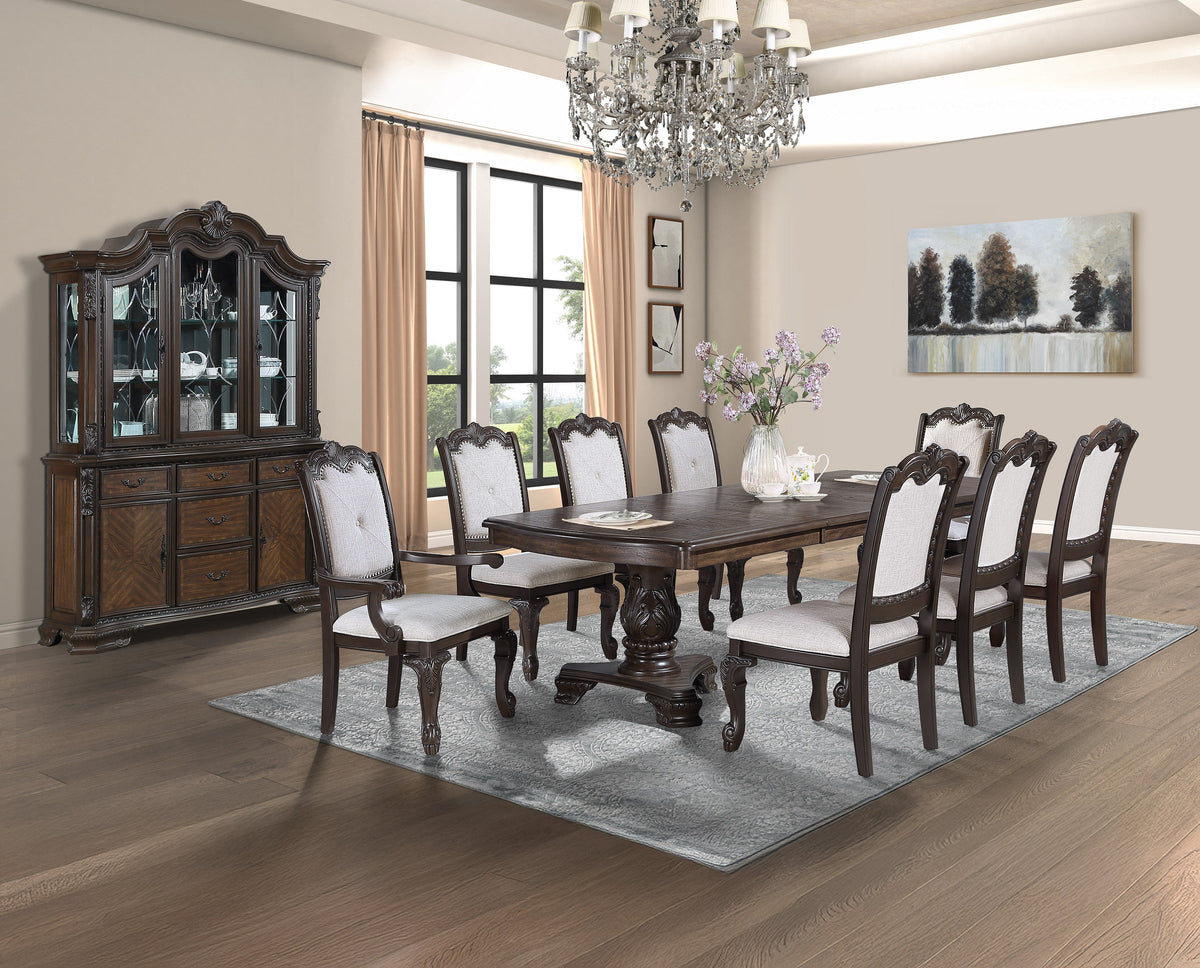 Kiera Coffee Brown Formal Extendable Dining Set — Gate Furniture