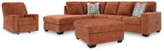 Aviemore Spice LAF Sectional with Ottoman and Recliner from Ashley - Luna Furniture