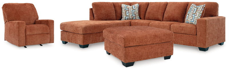 Aviemore Spice LAF Sectional with Ottoman and Recliner from Ashley - Luna Furniture