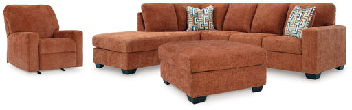 Aviemore Spice LAF Sectional with Ottoman and Recliner from Ashley - Luna Furniture
