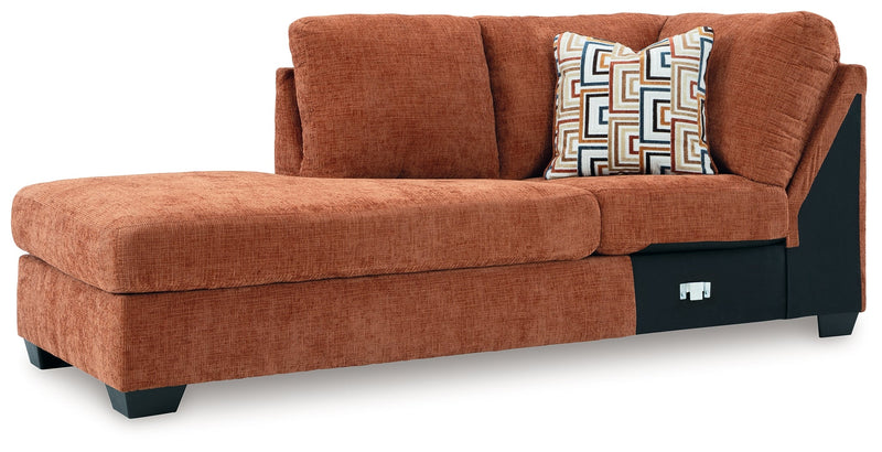 Aviemore Spice LAF Sectional with Ottoman and Recliner from Ashley - Luna Furniture