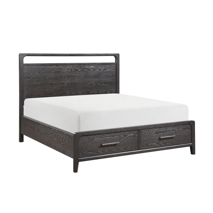 2502BK-1DW* (3) Queen Platform Bed with Footboard Storage - 2502BK-1DW*
