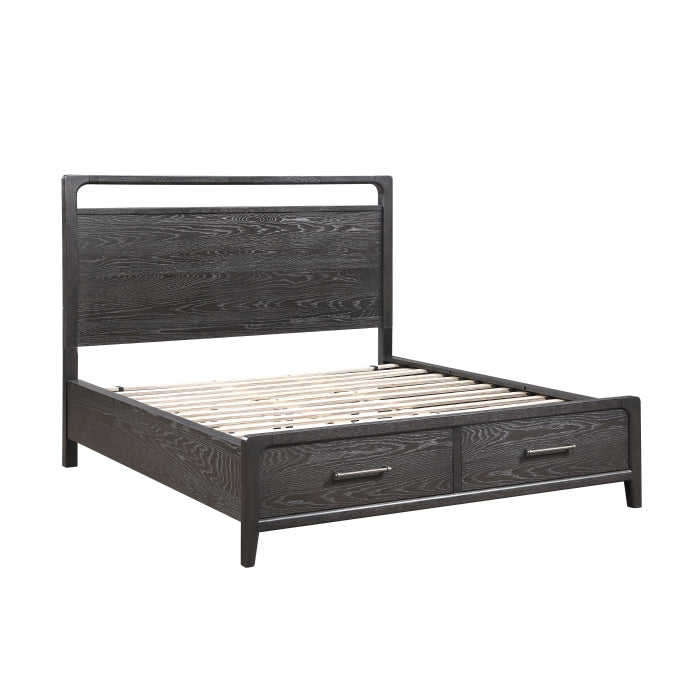 2502BK-1DW* (3) Queen Platform Bed with Footboard Storage - 2502BK-1DW*