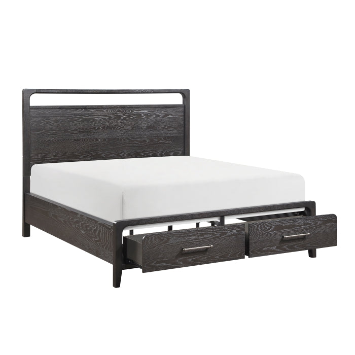 2502BK-1DW* (3) Queen Platform Bed with Footboard Storage - 2502BK-1DW*