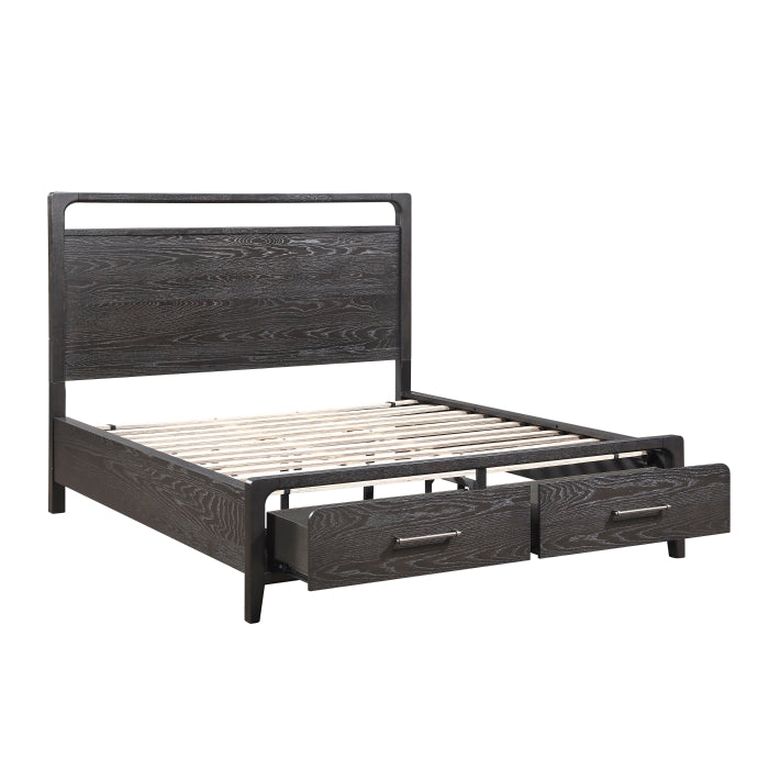 2502BK-1DW* (3) Queen Platform Bed with Footboard Storage - 2502BK-1DW*