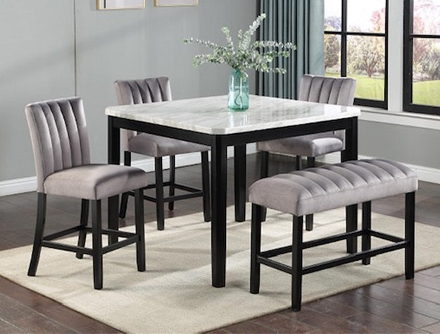Pascal Counter Ht White Top Blk Leg - Gate Furniture