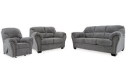 Allmaxx Pewter Sofa, Loveseat and Recliner -  Ashley - Luna Furniture