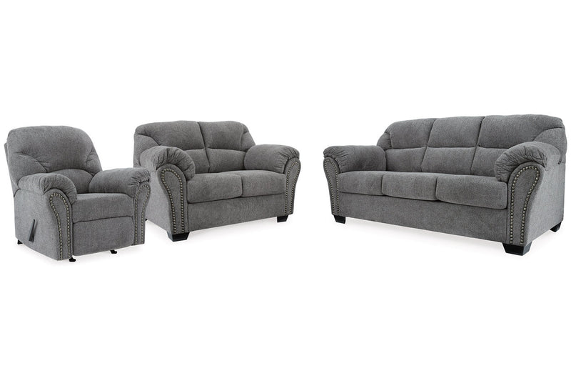 Allmaxx Pewter Sofa, Loveseat and Recliner -  Ashley - Luna Furniture