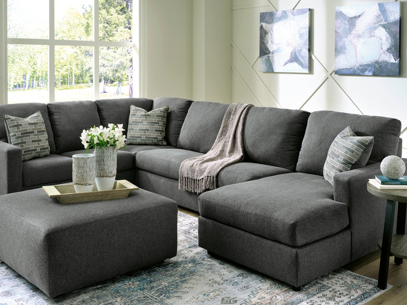 Edenfield Charcoal 3-Piece RAF Chaise Sectional -  Ashley - Luna Furniture