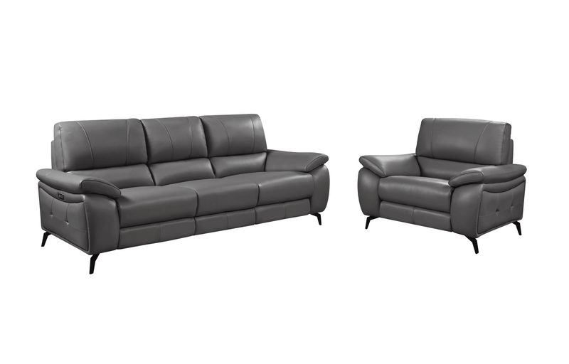2934 Dark Grey W/ Electric Recliners Set - Gate Furniture