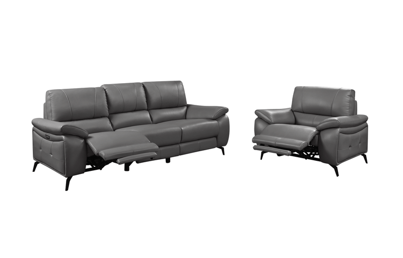 2934 Dark Grey W/ Electric Recliners Set - Gate Furniture