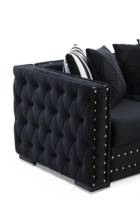 Mosby Black Velvet Sofa & Loveseat & Chair