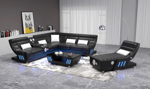 3 PC Sectional with Console, Bluetooth Speaker, Multi Color LED, USB Charger, Reading Light, Cup Holder - S195-Sectional