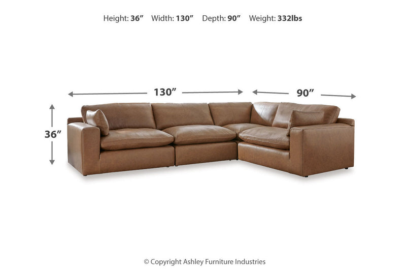 Emilia Caramel Leather 4-Piece Modular Sectional -  Ashley - Luna Furniture