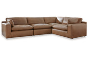 Emilia Caramel Leather 4-Piece Modular Sectional -  Ashley - Luna Furniture
