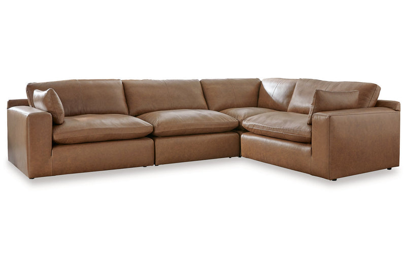 Emilia Caramel Leather 4-Piece Modular Sectional -  Ashley - Luna Furniture
