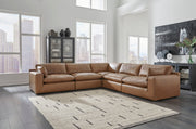 Emilia Caramel Leather 5-Piece Modular Sectional -  Ashley - Luna Furniture
