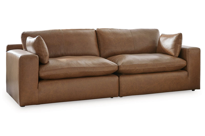 Emilia Caramel Leather 2-Piece Loveseat -  Ashley - Luna Furniture