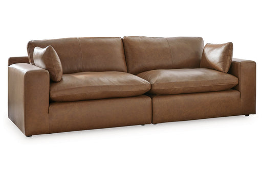Emilia Caramel Leather 2-Piece Loveseat -  Ashley - Luna Furniture
