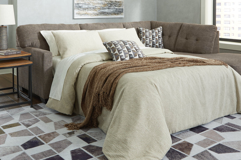 Mahoney Chocolate 2-Piece Sleeper Sectional with Chaise -  Ashley - Luna Furniture
