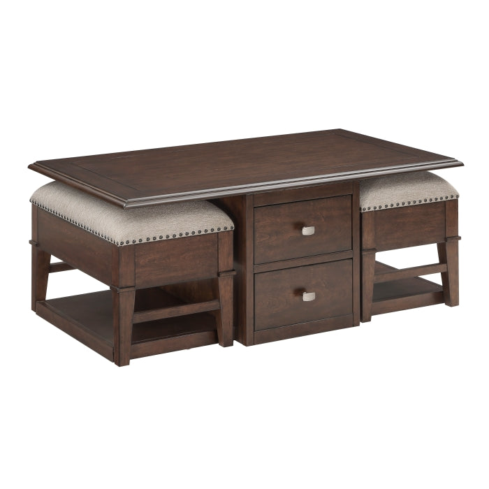 3500-30 Cocktail Table with Two Ottomans - 3500-30