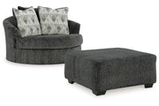 Biddeford Shadow Oversized Swivel Chair and Ottoman -  Ashley - Luna Furniture