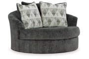Biddeford Shadow Oversized Swivel Chair and Ottoman -  Ashley - Luna Furniture