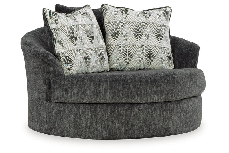 Biddeford Shadow Oversized Swivel Chair and Ottoman -  Ashley - Luna Furniture