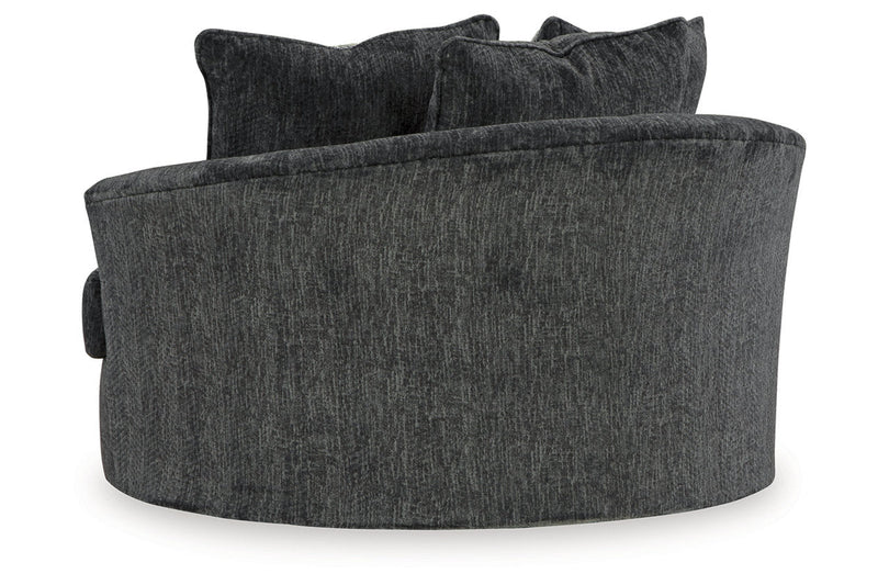 Biddeford Shadow Oversized Swivel Chair and Ottoman -  Ashley - Luna Furniture