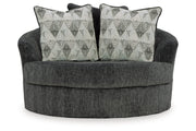 Biddeford Shadow Oversized Swivel Chair and Ottoman -  Ashley - Luna Furniture