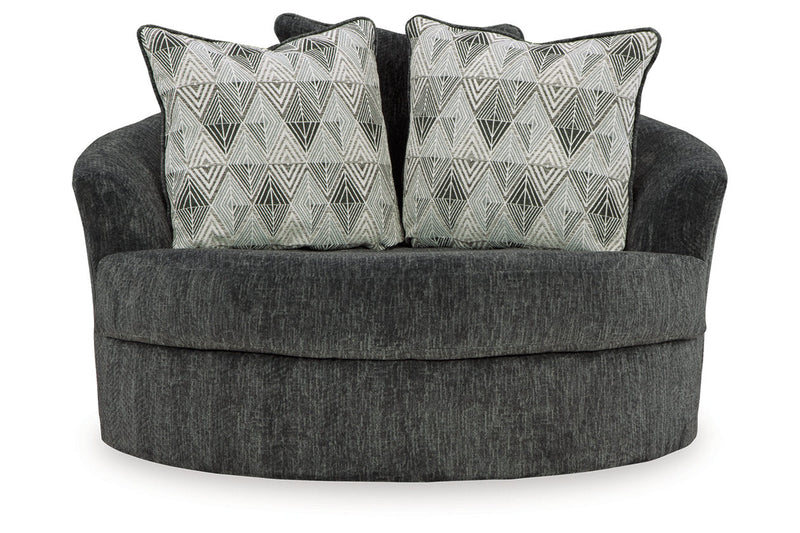 Biddeford Shadow Oversized Swivel Chair and Ottoman -  Ashley - Luna Furniture
