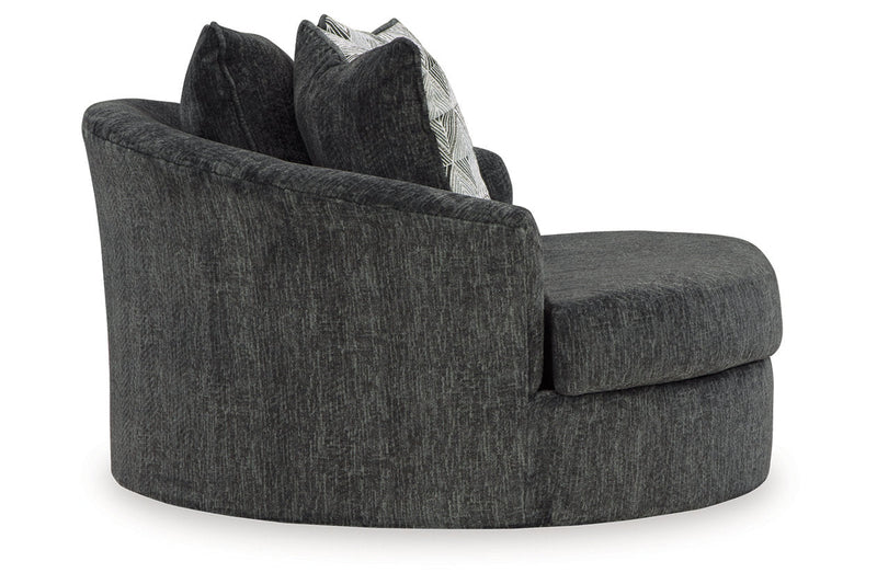 Biddeford Shadow Oversized Swivel Chair and Ottoman -  Ashley - Luna Furniture