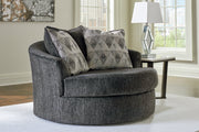 Biddeford Shadow Oversized Swivel Chair and Ottoman -  Ashley - Luna Furniture