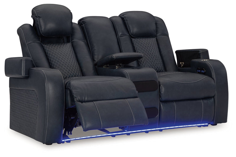 Fyne-Dyme Sapphire Power Reclining Sofa, Loveseat and Recliner -  Ashley - Luna Furniture