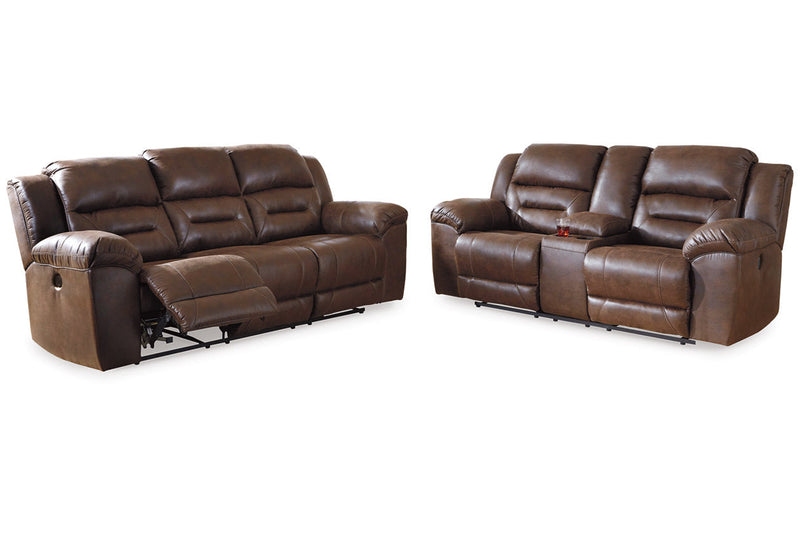Stoneland Chocolate Power Reclining Sofa and Loveseat -  Ashley - Luna Furniture