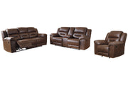 Stoneland Chocolate Reclining Sofa, Loveseat and Recliner -  Ashley - Luna Furniture