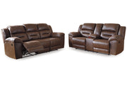 Stoneland Chocolate Reclining Sofa and Loveseat -  Ashley - Luna Furniture