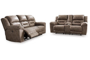 Stoneland Fossil Power Reclining Sofa and Loveseat -  Ashley - Luna Furniture