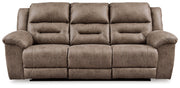 Stoneland Power Reclining Sofa, Loveseat and Recliner in Fossil from Ashley - Luna Furniture