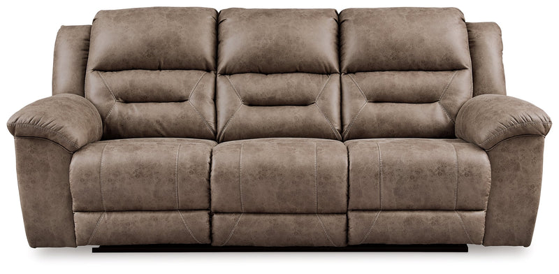 Stoneland Power Reclining Sofa, Loveseat and Recliner in Fossil from Ashley - Luna Furniture