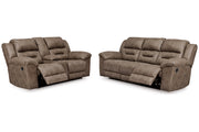Stoneland Fossil Reclining Sofa and Power Reclining Loveseat -  Ashley - Luna Furniture