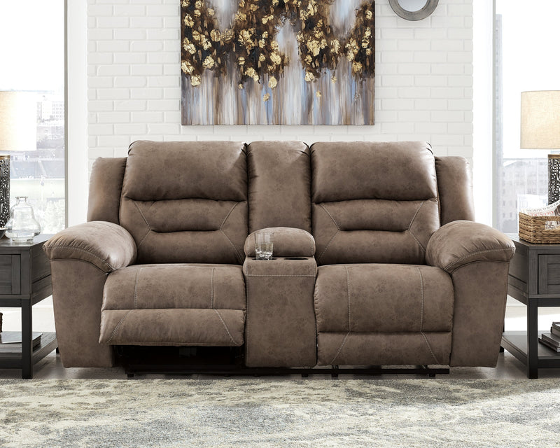 Stoneland Power Reclining Sofa, Loveseat and Recliner in Fossil from Ashley - Luna Furniture