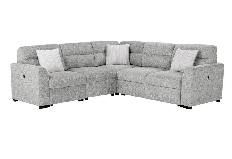 U9401 Nickel Sofa Bed Sectional With 3 Pillows - U9401-NICKEL-SECTIONAL W/ 3 PILLOWS