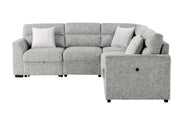 U9401 Nickel Sofa Bed Sectional With 3 Pillows - U9401-NICKEL-SECTIONAL W/ 3 PILLOWS