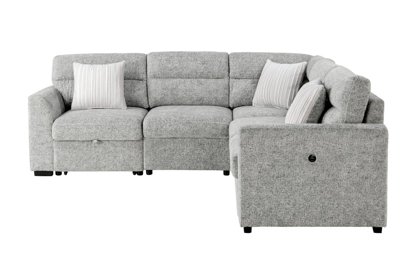 U9401 Nickel Sofa Bed Sectional With 3 Pillows - U9401-NICKEL-SECTIONAL W/ 3 PILLOWS